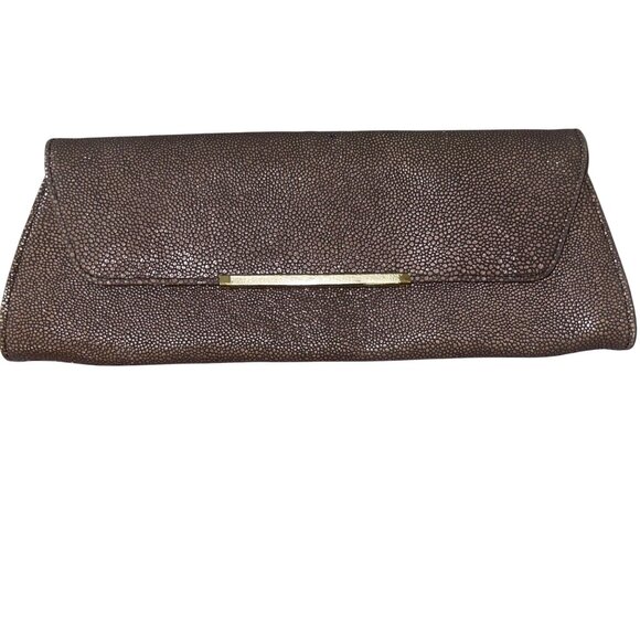 Abas Vintage Womens Clutch Bag Brown Stingray Foldover Envelope Style - Picture 1 of 10